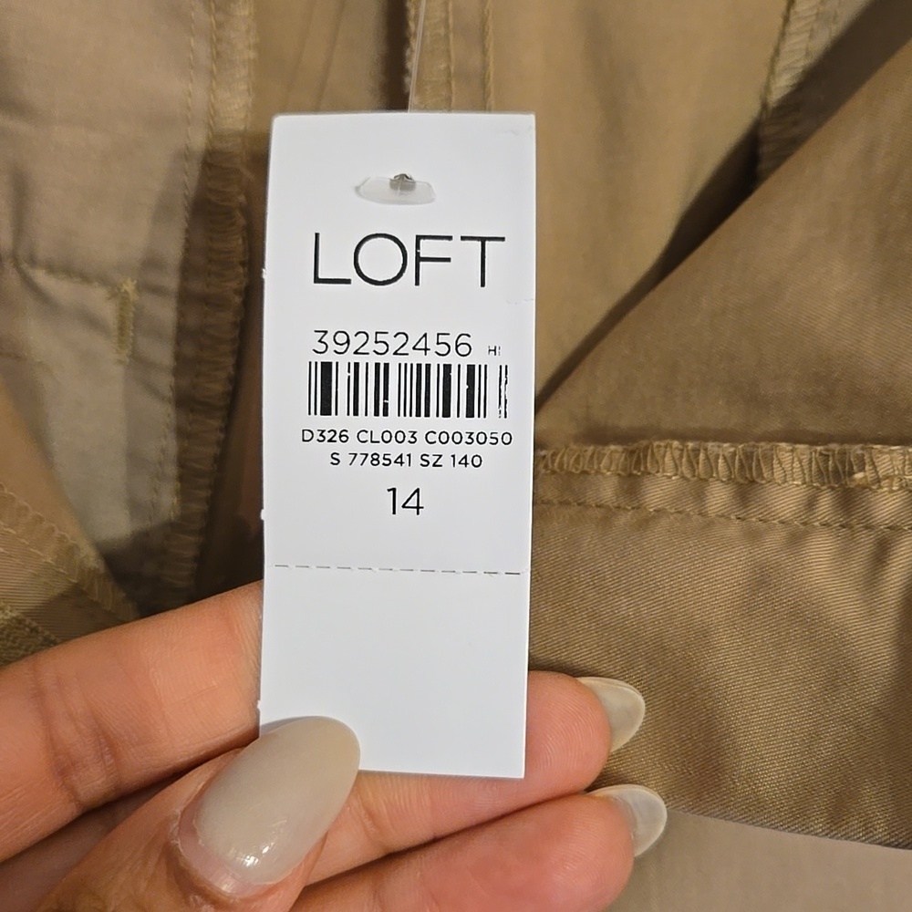 Loft Coin Pocket Pleated Wide Leg Twill Chino Khaki Pocket Pants New With Tag - Picture 11 of 12